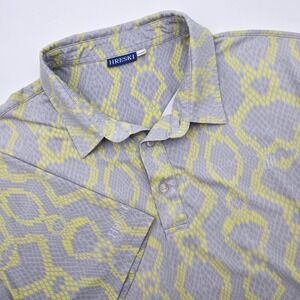Hreski Golf Polo Shirt‎ Men's 3XL Gray Yellow All Over Graphic Snake Skin